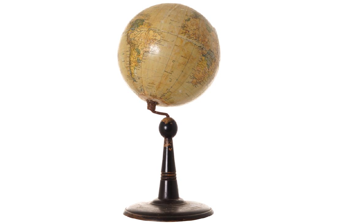 FOLDGOMB TERRESTRIAL GLOBE: on ebony stand Dimensions:36 cm. high