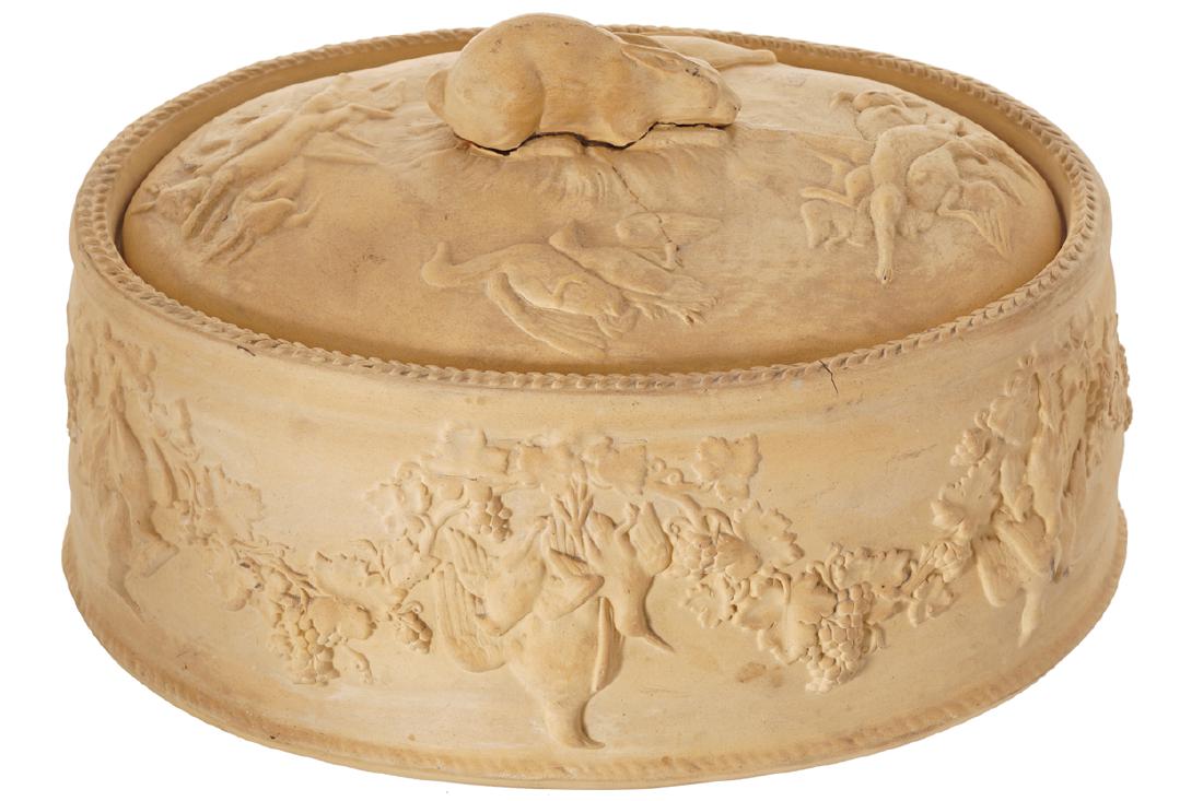 WEDGWOOD EARTHENWARE GAME DISH: of oval form, with raised animalia and ornithological decoration Dimensions:19 cm. high; 34 cm. wide; 24 cm. deep