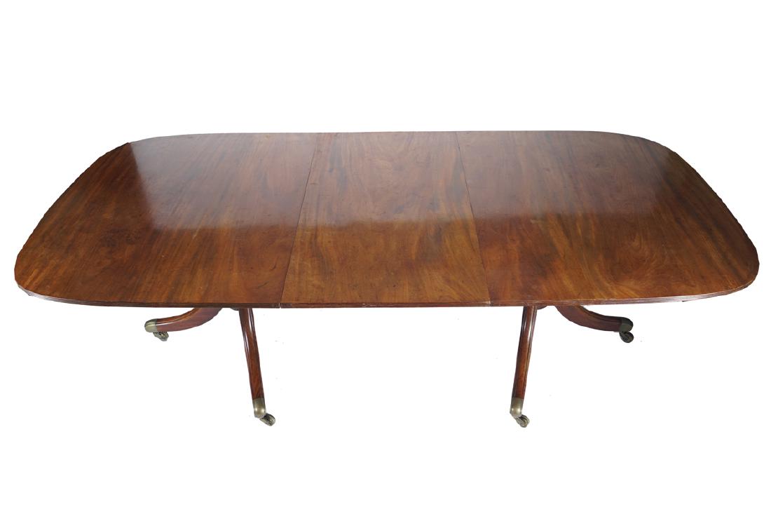 LARGE REGENCY PERIOD MAHOGANY TWO PILLAR DINING TABLE (1 of 1)