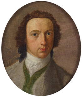 HUGH DOUGLAS HAMILTON (IRISH, 1740-1808): Half profile portrait of an artist Oil on canvas laid on panel Note: Painted in Rome, 1782 Hugh Douglas Hamilton (Irish, 1740-1808) was one of the leading portrait painters in Ireland in the eighteent