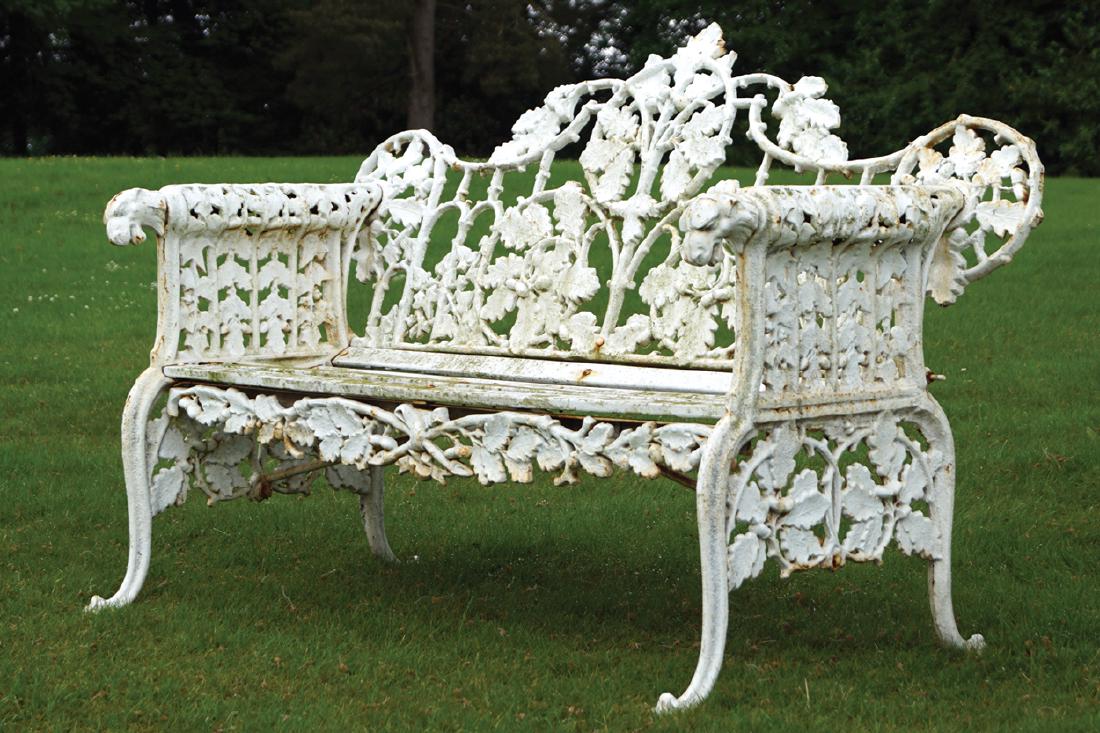 PAIR OF LARGE CAST IRON  CANINE FRONTED GARDEN BENCES (1 of 1)