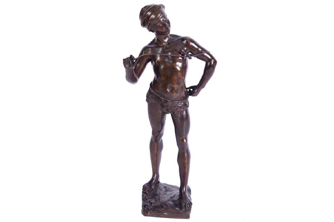 ADOLPHE-JEAN LAVERGNE (1852-1901): ADOLPHE-JEAN LAVERGNE (1852-1901) The snake charmer Signed nineteenth-century bronze Dimensions:56 cm. high