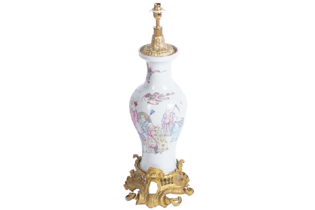LARGE CHINESE QING PERIOD FAMILLE ROSE VASE STEMMED (1 of 1)