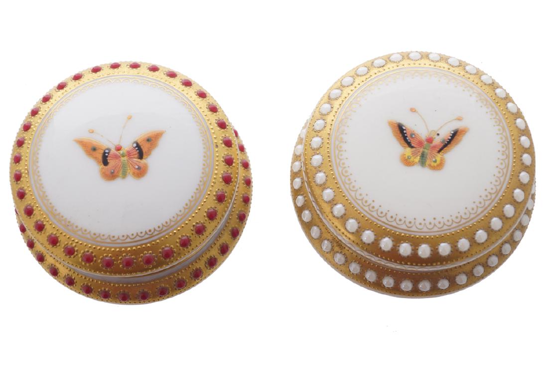 TWO LIMOGES PARCEL GILT AND PAINTED  TRINKET BOXES (1 of 1)