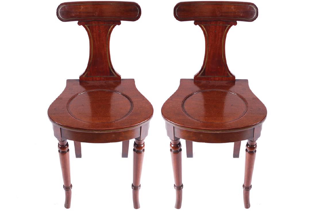 PAIR OF REGENCY PERIOD MAHOGANY AND BRASS INLAID HALL (1 of 1)