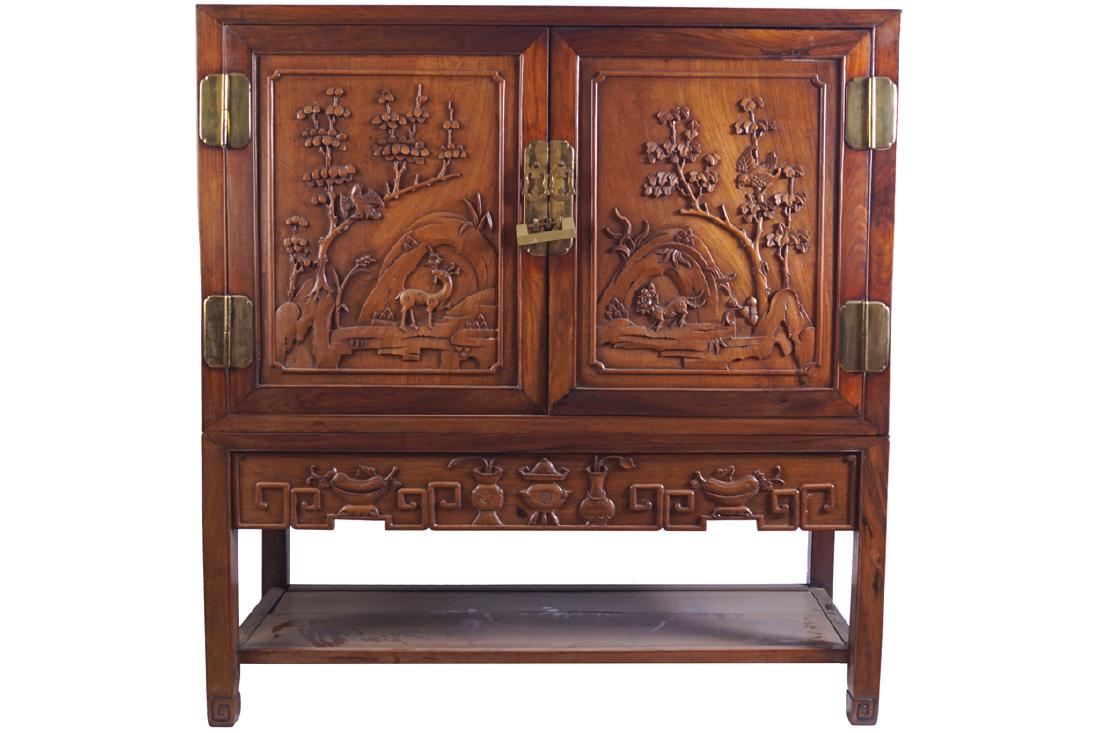 CHINESE QING PERIOD HARDWOOD SIDE CABINET (1 of 1)