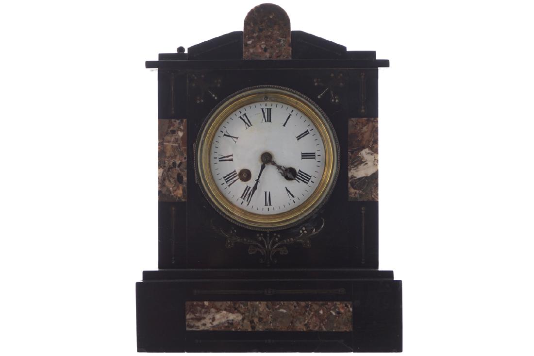 NAPOLEON III BLACK MARBLE MANTLE CLOCK (1 of 1)
