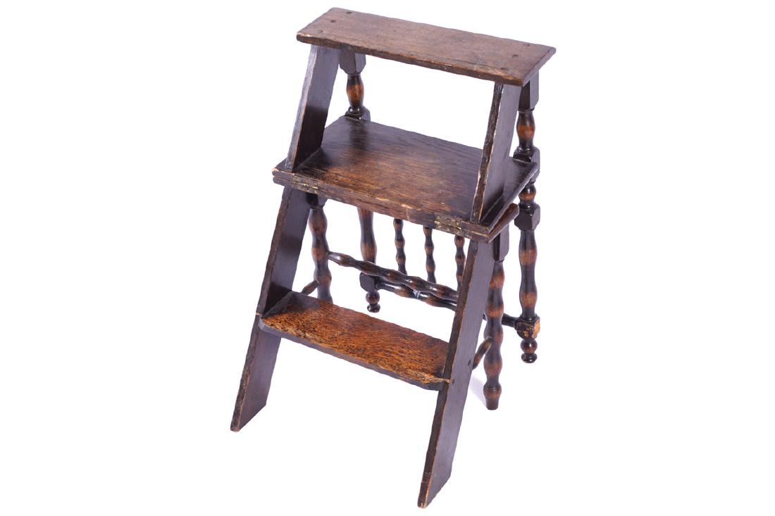 NINETEENTH-CENTURY OAK METAMORPHIC  LIBRARY STEPS (1 of 1)