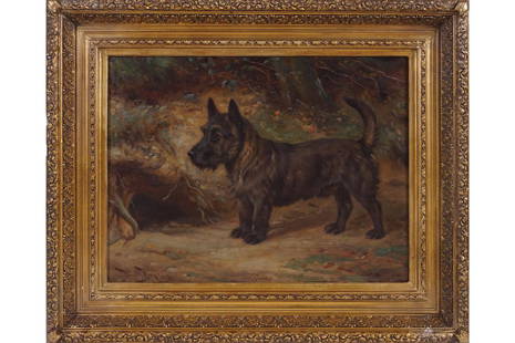 WRIGHT BARKER, RBA (1864-1941): Jamey, a Scottish Terrier Oil on canvas Signed lower left Enclosed in a gilt frame Dimensions: 50 x 65 cm.