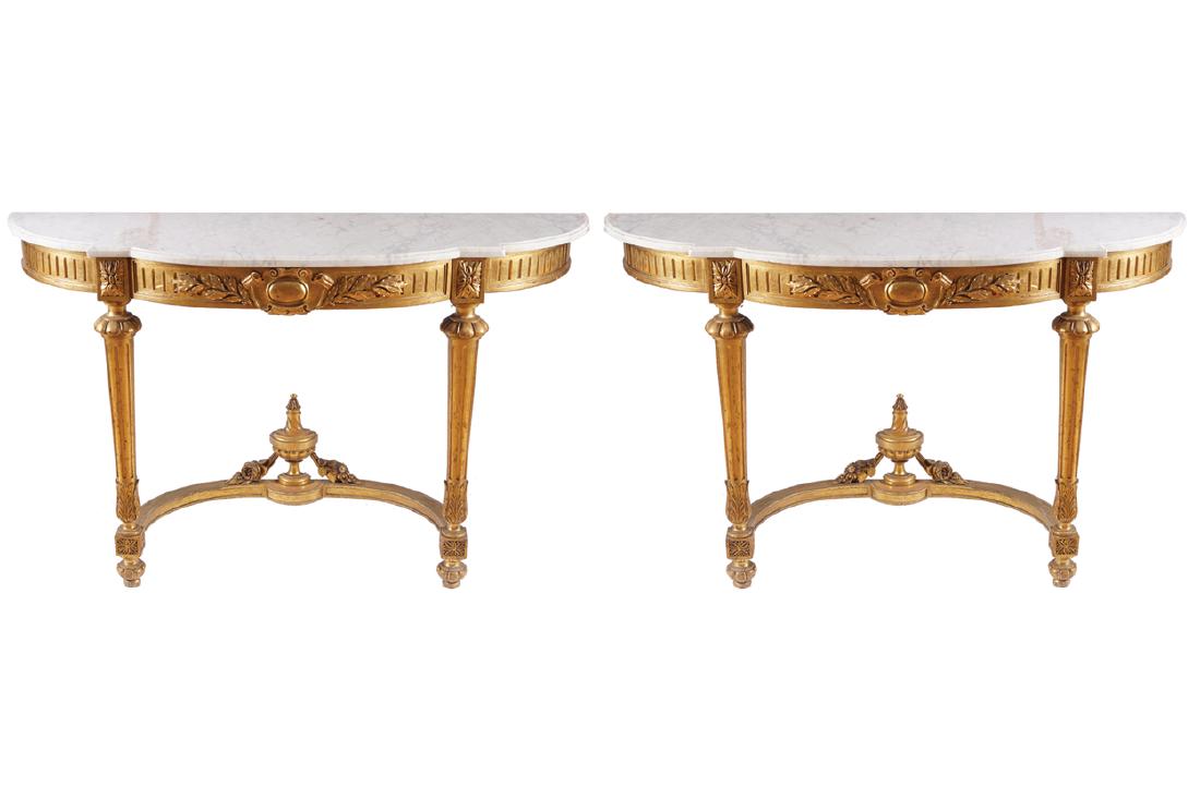 PAIR OF NINETEENTH-CENTURY CARVED GILT WOOD CONSOLE (1 of 1)