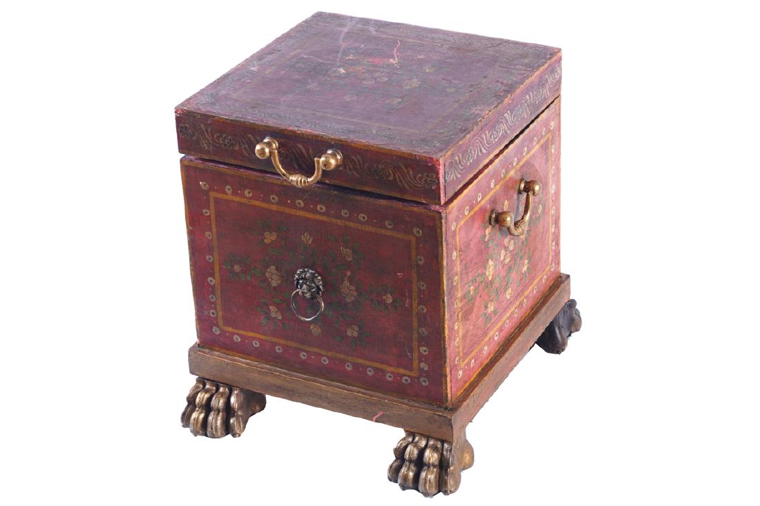 NINETEENTH-CENTURY PAINTED AND PARCEL GILT LOG BOX (1 of 1)