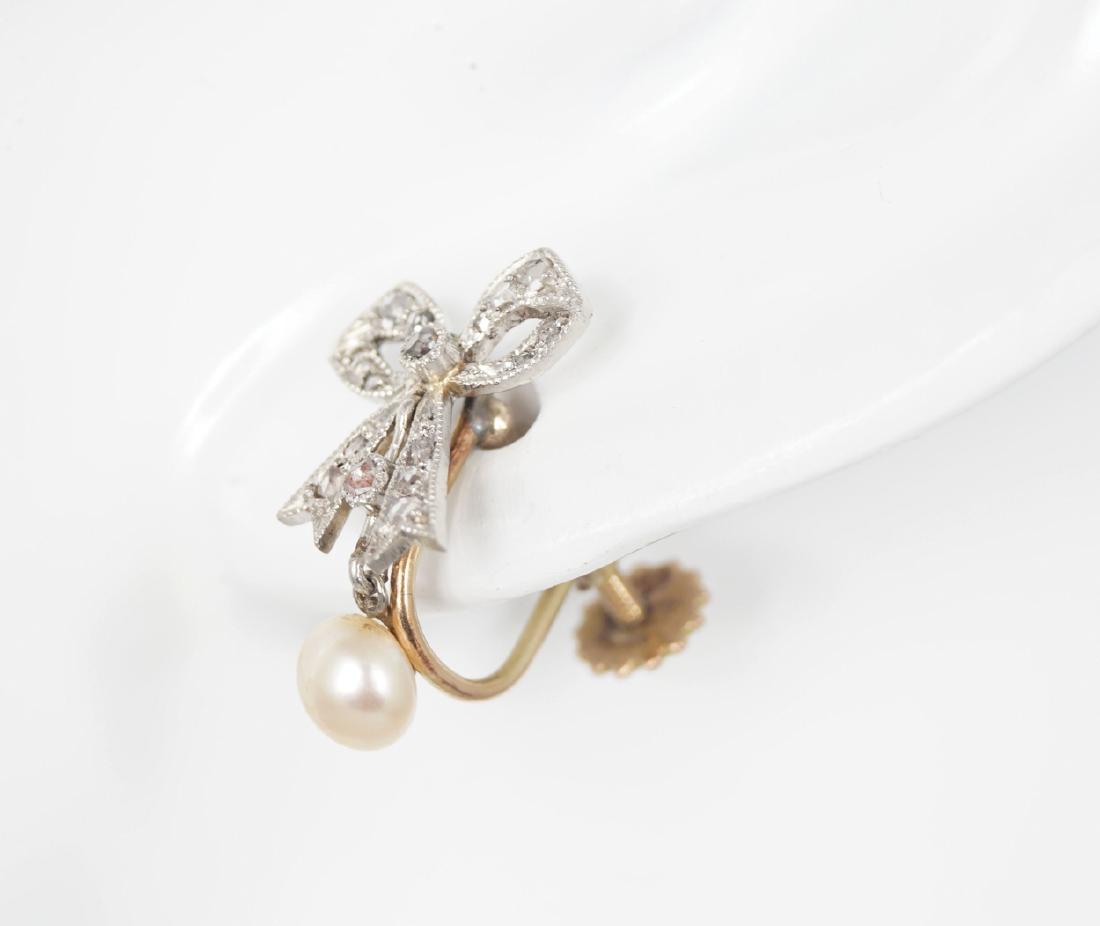 GOLD MARCASITE AND PEARL PENDANT EARRINGS: GOLD MARCASITE AND PEARL PENDANT EARRINGS