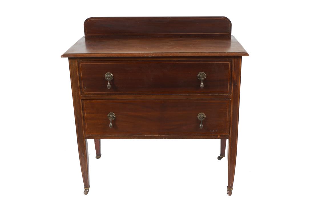 EDWARDIAN MAHOGANY AND BOXWOOD INLAID CHEST (1 of 1)