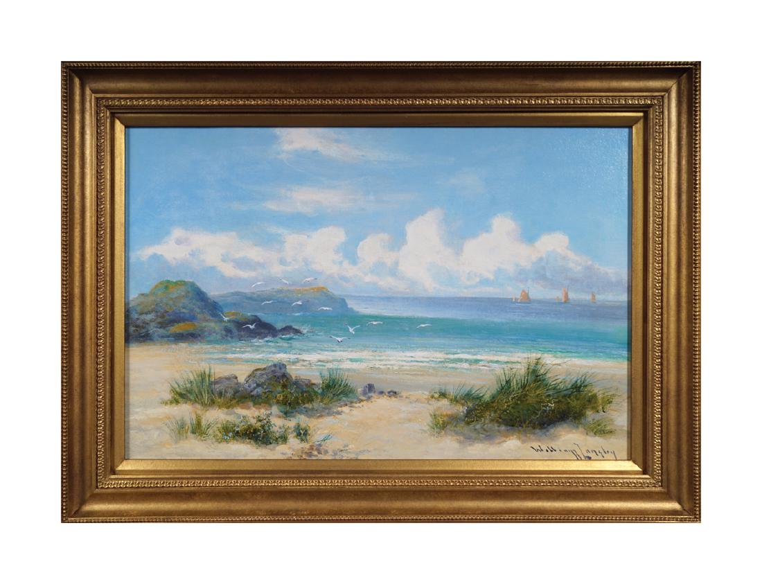 WILLIAM LANGLEY: Beach scene, Oil on canvas Dimensions: 41 x 61 cm.