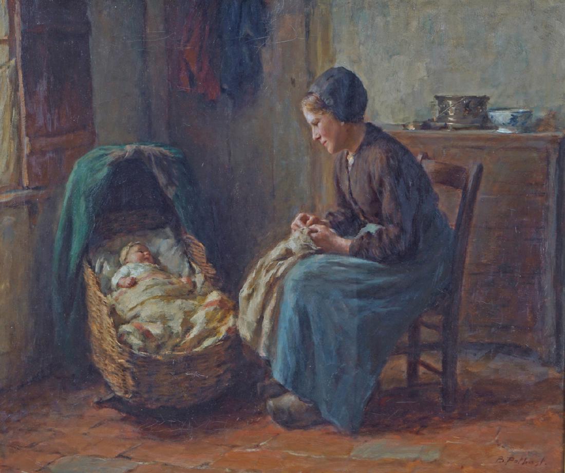 BERNARD POTHAST, 1882-1966: BERNARD POTHAST, 1882-1966 Mother and child, Oil on canvas 56 x 66 cm.