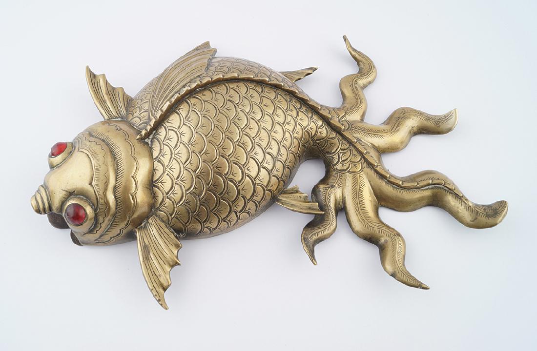 JAPANESE BRONZE WALL MOUNTED INCENSE BURNER: Meiji period, in the form of a carp