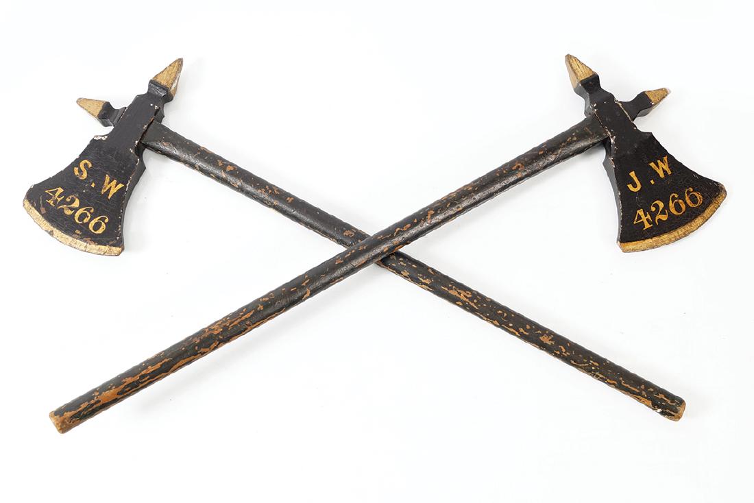 PAIR OF NINETEENTH-CENTURY CEREMONIAL WOODEN AXES: PAIR OF NINETEENTH-CENTURY CEREMONIAL WOODEN AXES Each 90 cm. long