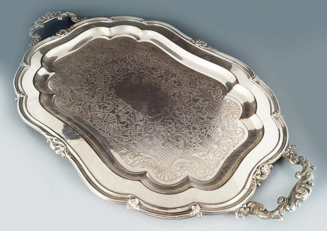 LARGE 19TH-CENTURY SHEFFIELD SILVER PLATED SERVING TRAY (1 of 3)