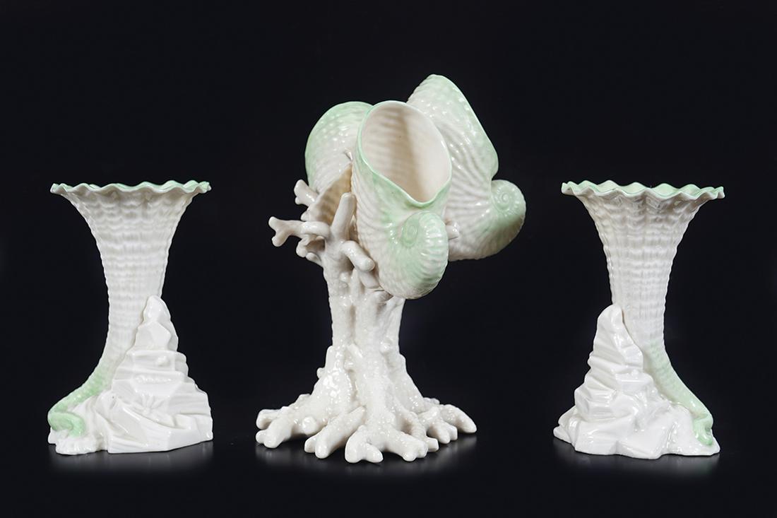 2ND PERIOD BELLEEK NAUTILUS SHELL CENTRE PIECE (1 of 3)