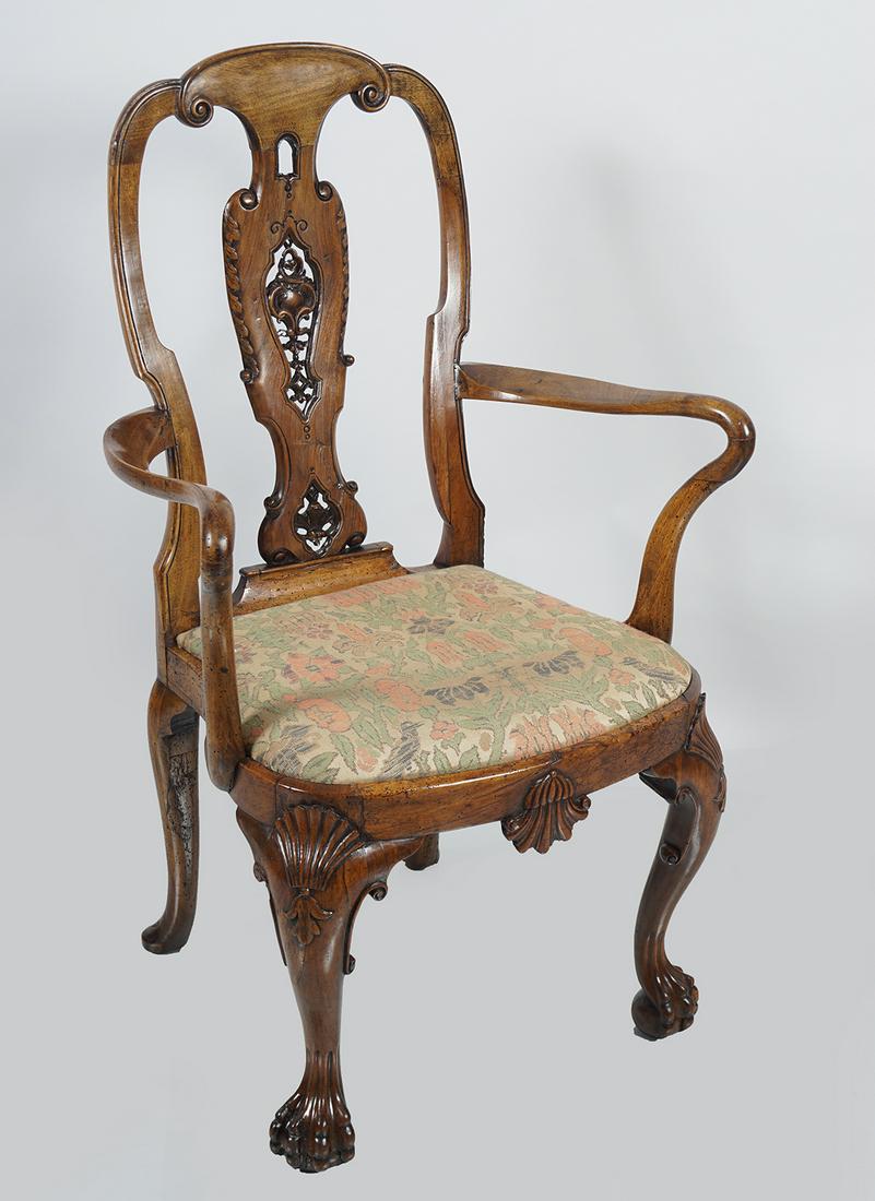 18TH-CENTURY IRISH WALNUT ELBOW CHAIR (1 of 1)