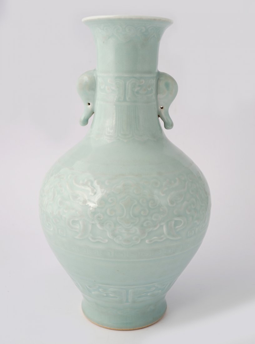 CHINESE CELADON-GLAZED BOTTLE VASE (1 of 8)