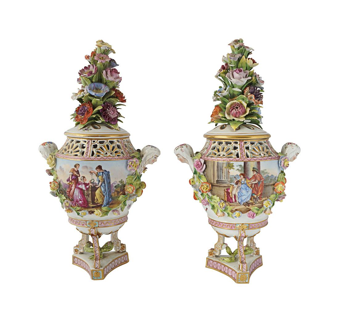 PAIR OF 19TH-CENTURY MEISSEN URNS (1 of 5)