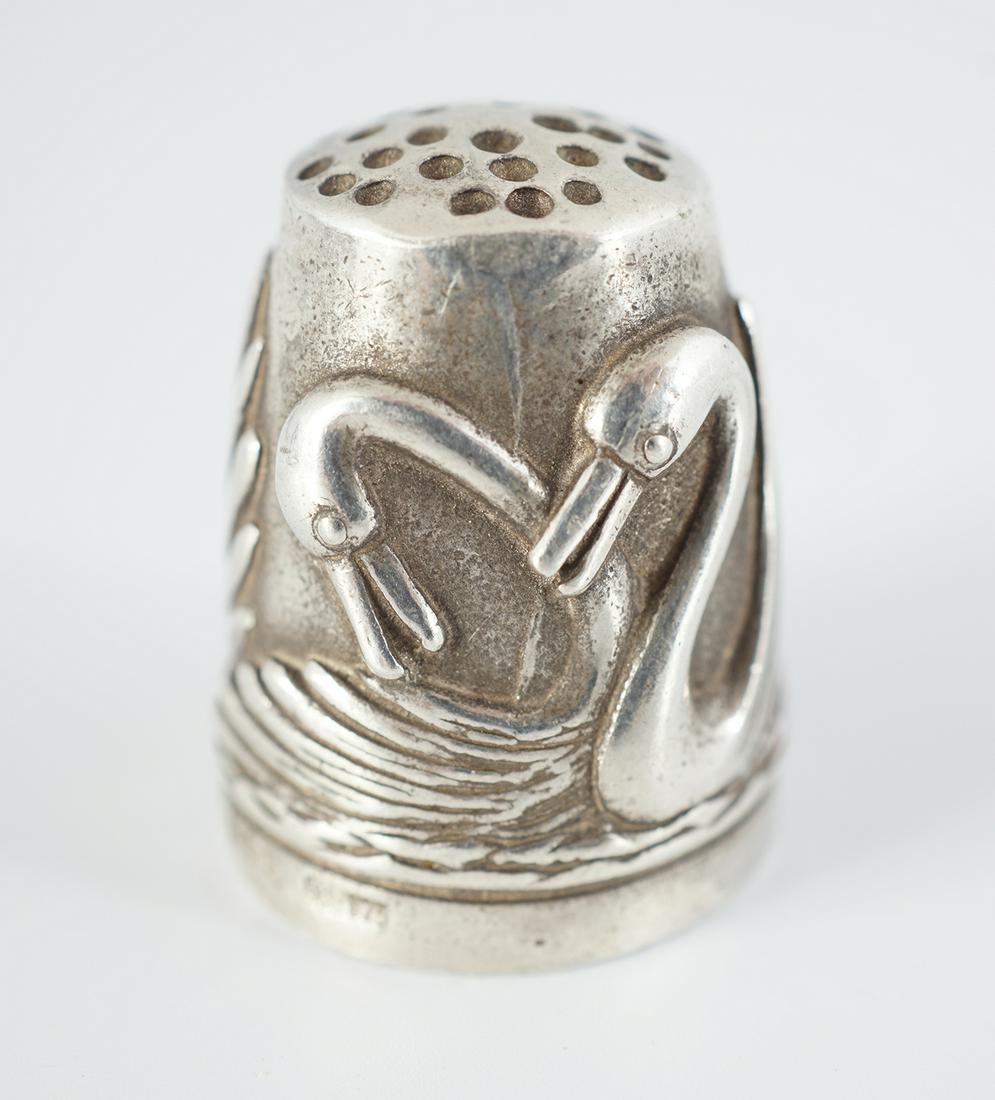 TWO 19TH-CENTURY SILVER THIMBLES: TWO 19TH-CENTURY SILVER THIMBLES