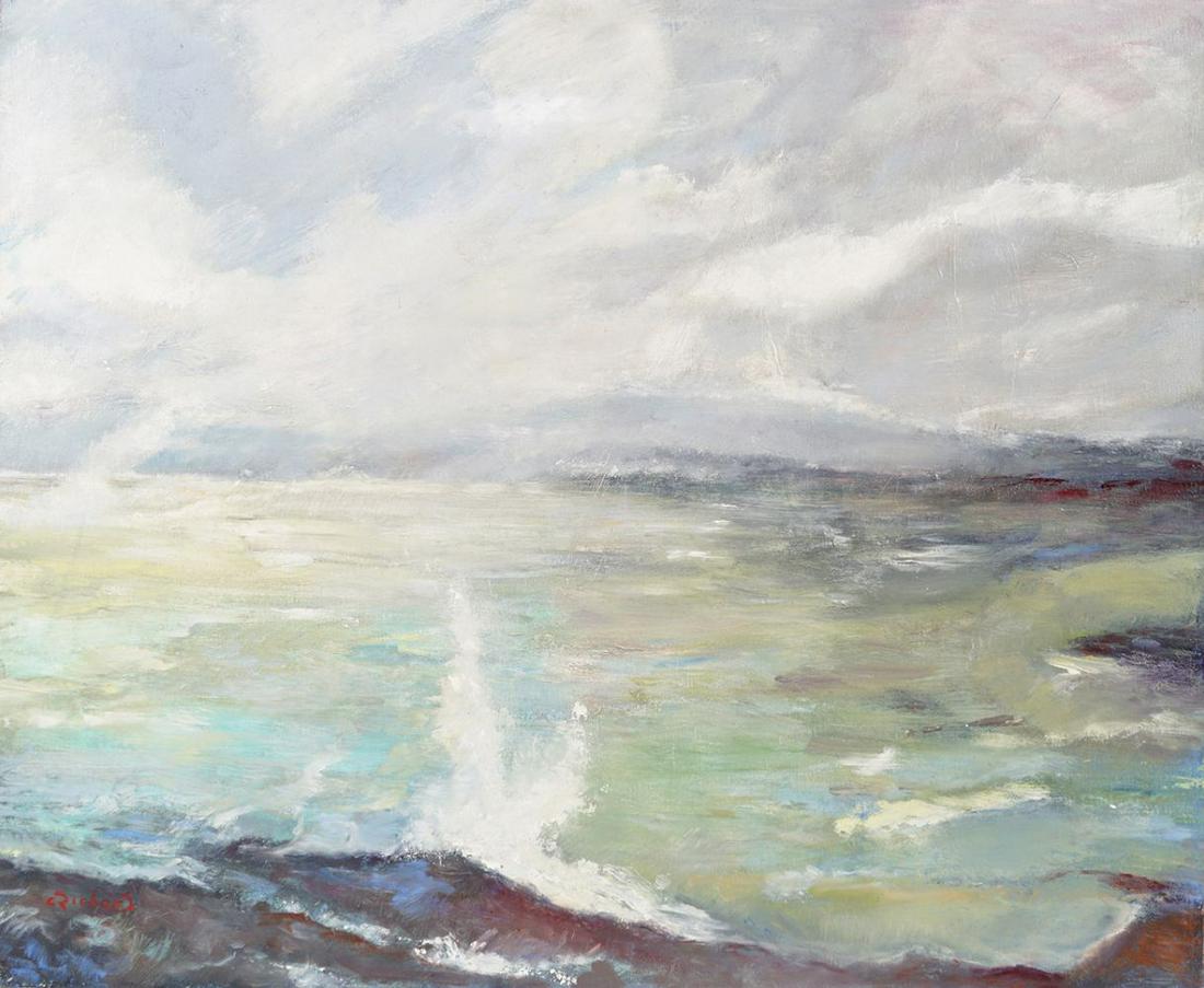 CLAUDE RICHARD: Seascape, Signed Oil on canvas 60 x 73 cm. (approx.)