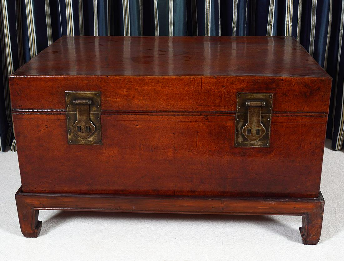 CHINESE RECTANGULAR LEATHER-BOUND TRUNK (1 of 4)