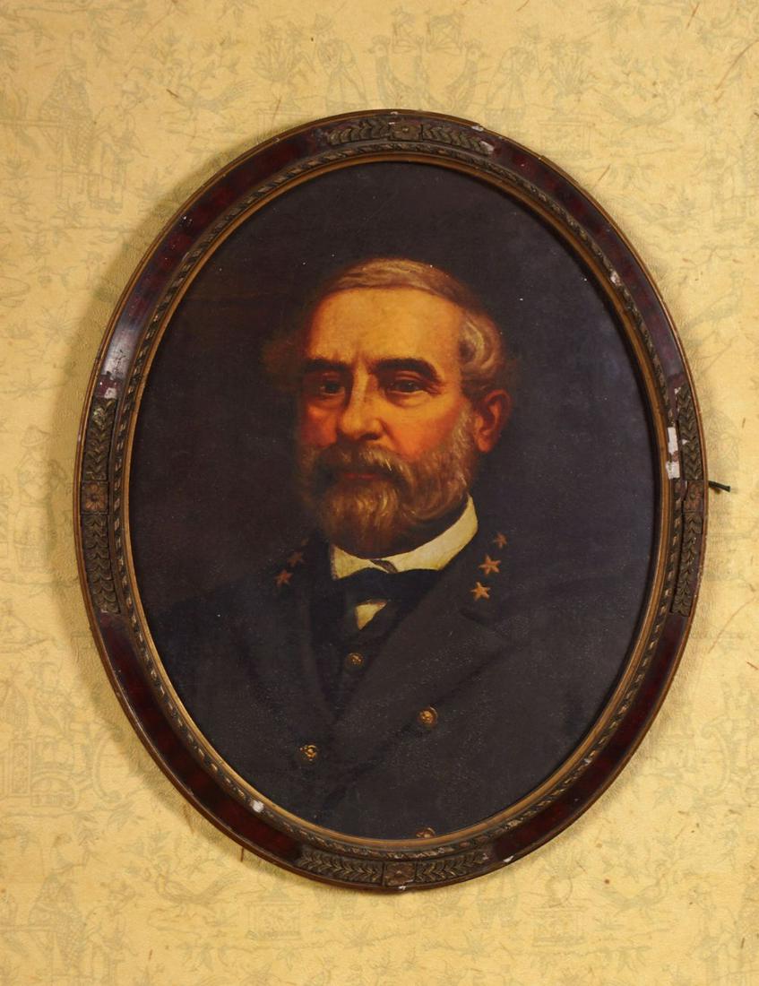 PORTRAIT OF CONFEDERATE GENERAL ROBERT E. LEE: in an oval frame.