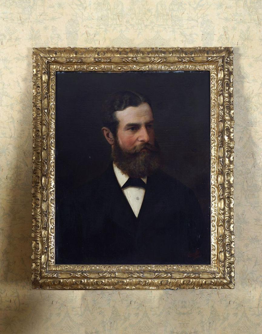 CHANCELLOR: Portrait of Charles Stuart Parnell. Oil on canvas. Enclosed in a carved giltwood frame. Signed bottom right. 60 x 50 cm.