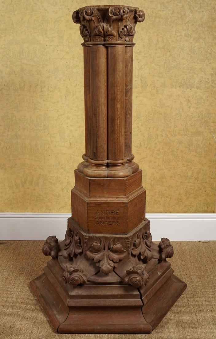 19TH-CENTURY CARVED OAK GOTHIC PLINTH (1 of 4)