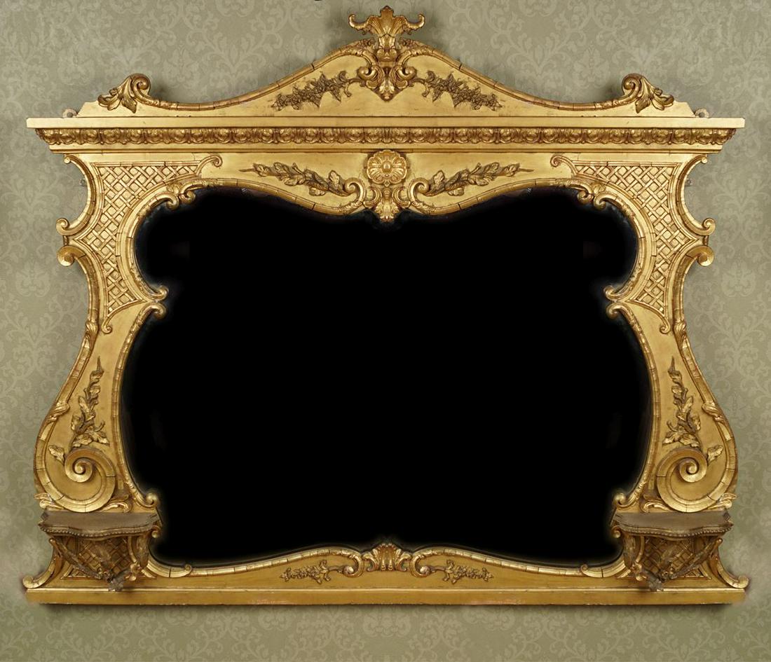 REGENCY GILT FRAMED OVER MANTLE MIRROR (1 of 5)