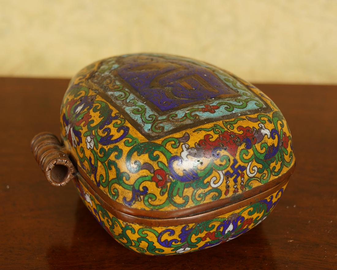 SINO-TIBETAN CHINESE CLOISONNE GAHU OR AMULET BOX (1 of 4)