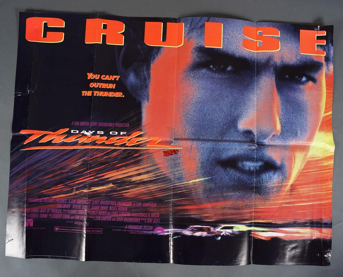 DAYS OF THUNDER: Tom Cruise, Robert Duvall, Nicole Kidman, Randy Quaid, 1990 quad poster, double sided 76.2 x 101.6 cm.