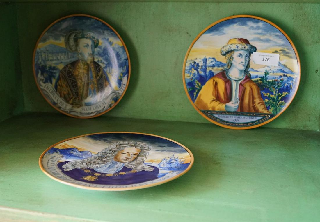 SET OF 9 MEISSEN PORTRAIT PLAQUES: Famous monarchs from the 14th-century to the 17th-century. 20 cm. diameter
