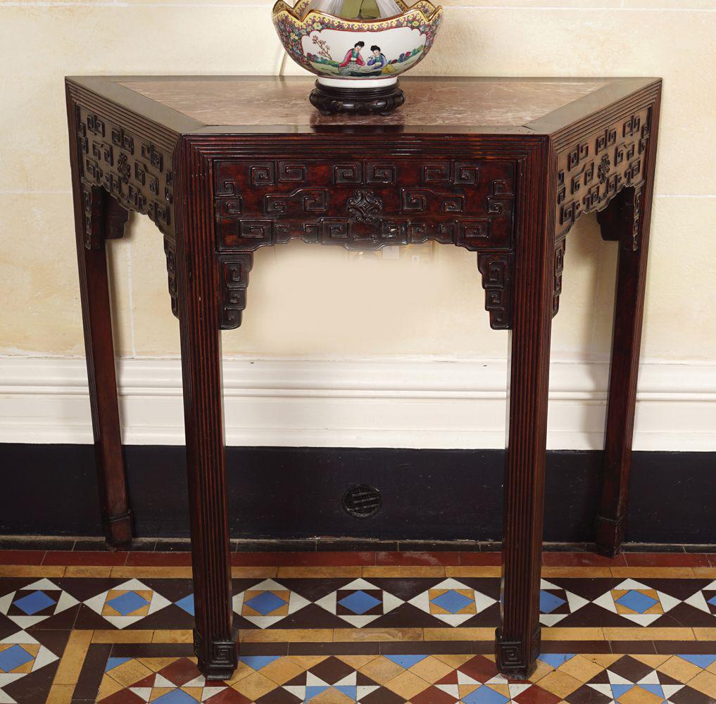 CHINESE LATE QING CARVED HARDWOOD TABLE (1 of 3)
