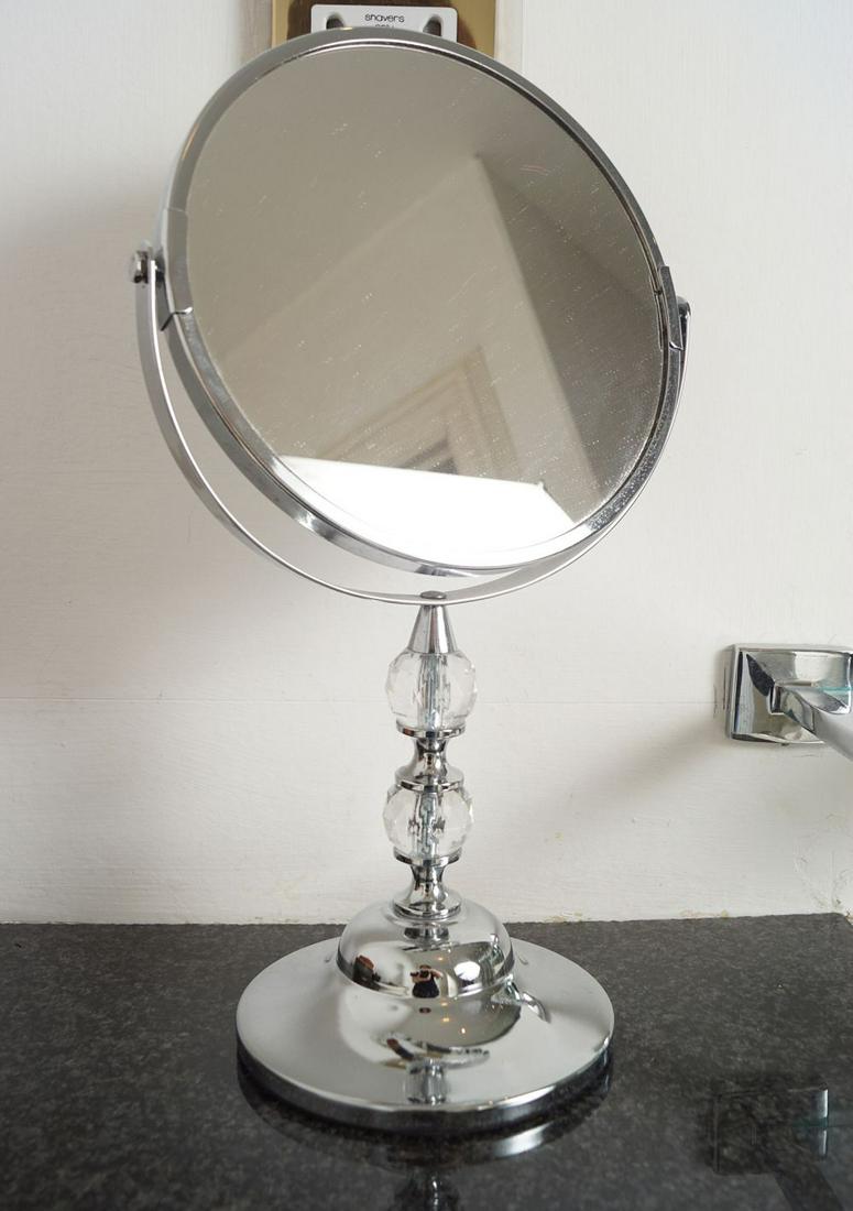 CHROME PLATED VANITY MIRROR: chrome plated vanity mirror 32 cm. high