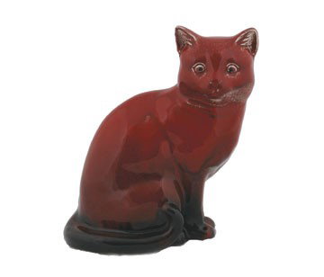 Staffordshire creamware cat: Staffordshire creamware cat, Maroon Pogo 26 cms. high