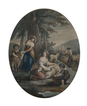 Francesco Bartolozzi: Francesco Bartolozzi, January, July, September, April, Set of four oval stipple engravings 29 x 23 cms.