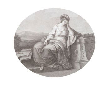 Francesco Bartolozzi: Francesco Bartolozzi, Woman with compass, Oval engraving 23 x 26 cms.