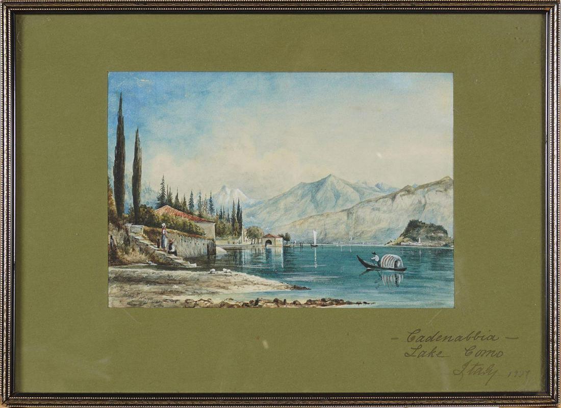 ROBERT HARVEY (1848-1930): Cantabria, Lake Como, Italy, 1907. Watercolour. 25 x 16 cm.