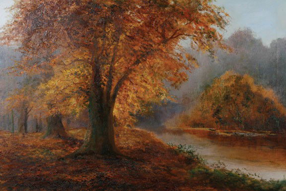 William Langley: William Langley,Autumn scene,Oil on canvas 50 x 76 cms.