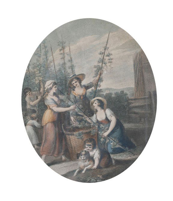 Francesco Bartolozzi: Francesco Bartolozzi,January,July,September,April,Set of four oval stipple engravings 29 x 23 cm.