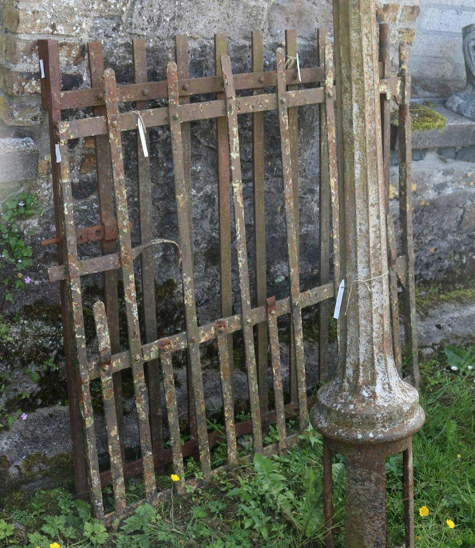 19TH-CENTURY CAST IRON GARDEN GATE: with a railed panel. 130 cm. high; 132 cm. wide