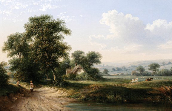 Walter H. Williams: Walter H. Williams,Figures on a path,Oil on canvas 46 x 69 cm.