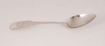 Fiddle pattern dessert spoon: Fiddle pattern dessert spoon, by Carden Terry and John Williams (Cork) and stamped by Mathew West (Dublin 1807)