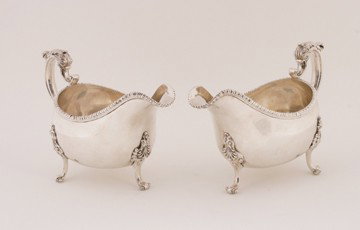 Dublin George III large pair of sauceboats