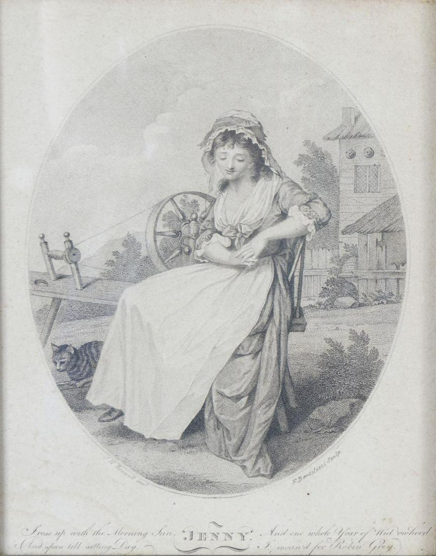 AFTER J. H. BENWELL: Jenny, Francesco Bartolozzi engraving. Enclosed in a Hogarth frame. 24 x 19 cm.