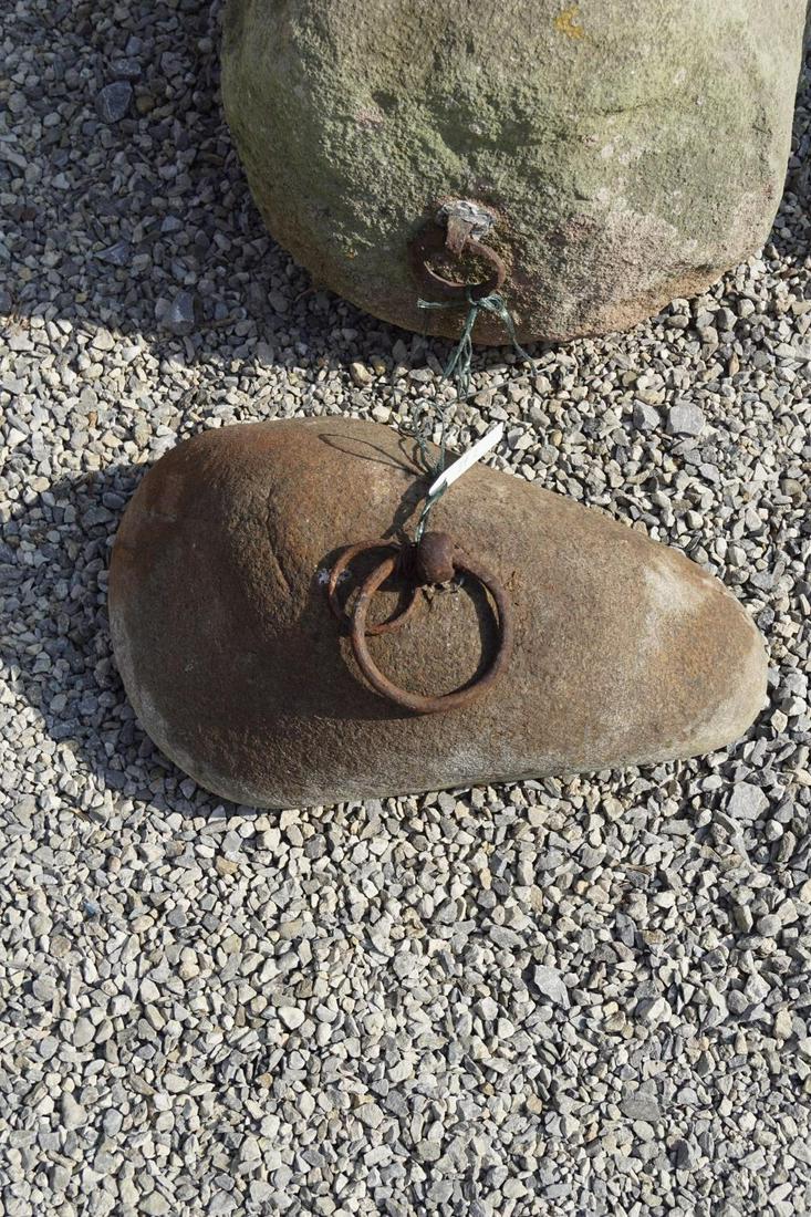 GRANITE TETHERING STONE: Granite tethering stone. 20 cm. high; 45 cm. wide; Approximate Time: 10:07 Lot No: 9 Category: Garden & Decorative Objects